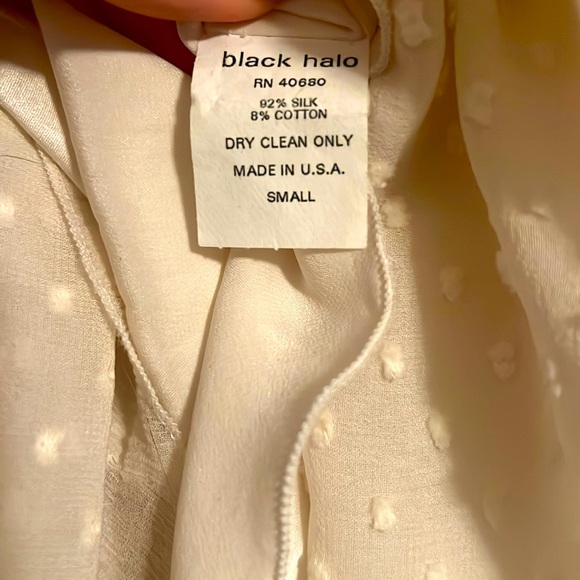 BLACK HALO CREAM SILK DOT SILK SLIP DRESS/ SMALL - Picture 7 of 10